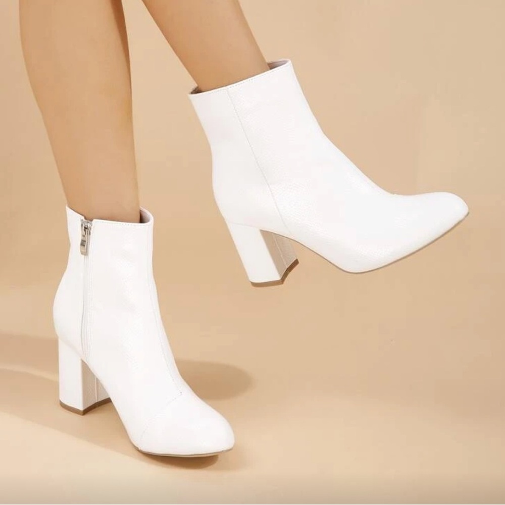 White Heel Chunky Boots